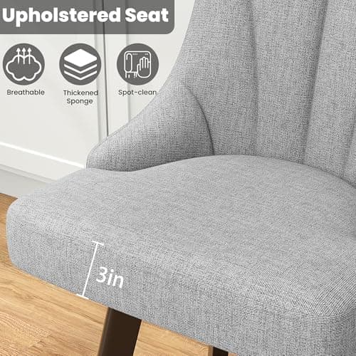 Light Gray Fabric Counter Bar Stools with Back, 24" Set of 2