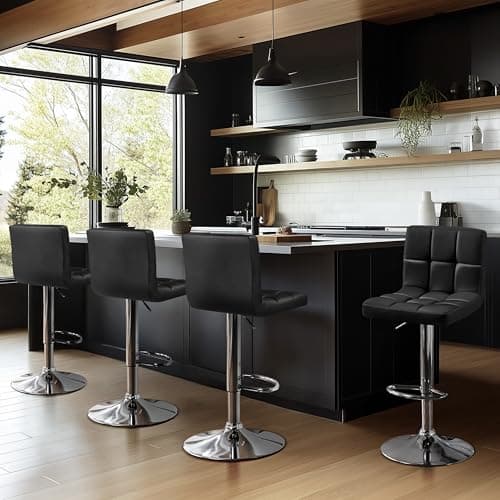 Yaheetech Black Counter Height Bar Stools Set of 2