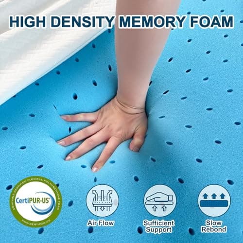 2 Inch CertiPUR-US Certified Ventilated Memory Foam Queen Mattress Topperedores: Back Pain Relief