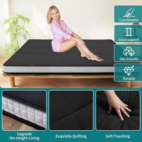 SUNYRISY Japanese Thicken Roll-up Camping Mattress, Foldable & Portable, Twin/Full/Queen
