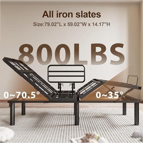 Ergonomic Electric Queen Bed Frame with Side Rails - Safe & Comfortable for Elderly Care