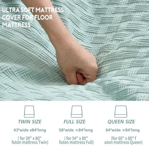 Japanese Futon Textured Zippered Cover, Super Soft & Machine Washable