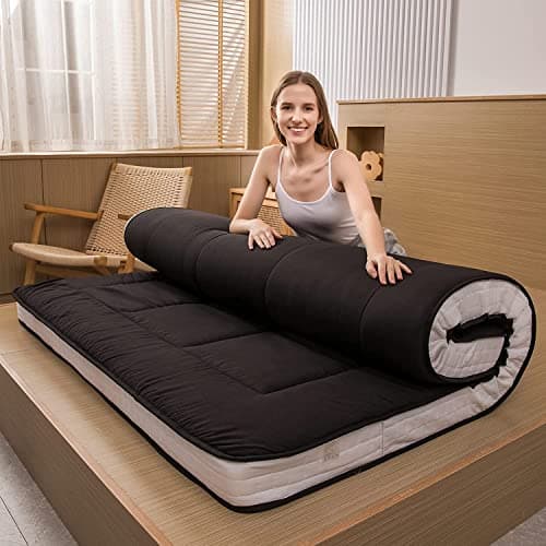 MAXYOYO Japanese Quilted Futon Mattress, Extra Thick & Breathable Guest Bed for Camping & Couch Lounger, Green, Twin