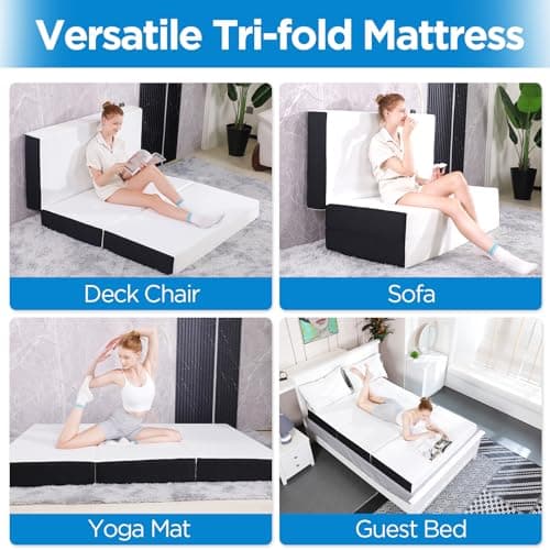 6 inch Memory Foam Folding Mattress for College Dorm or Camping