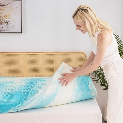 2-inch Gel Cooling Memory Foam Mattress Topper, CertiPUR-US Certified, 5-Zone Pressure Relief, Queen Size, Blue