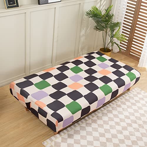 LiveGo Elastic Bottom Futon Slipcover for Stretch Folding Sofa Bed, Printed Couch Cover Protection