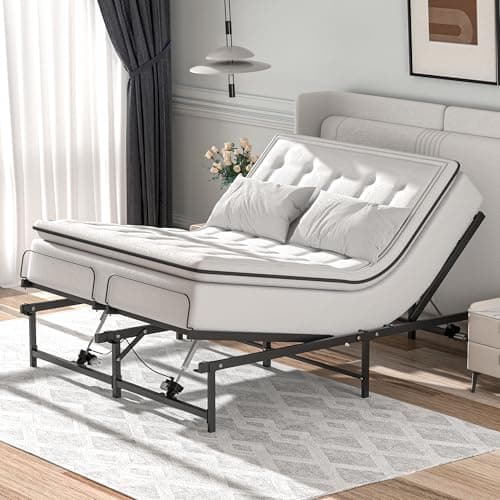 JAXPETY Adjustable Queen Electric Bed Frame with Remote Control and Quiet Motor - Fits Most Mattresses, Black