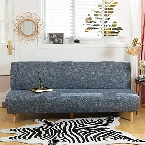 ELEOPTION Full Size Stretch Slipcover for Armless Sofa Bed Black/White