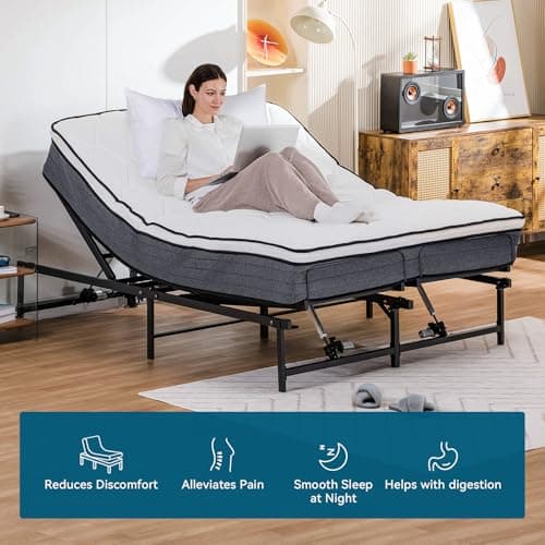 COMHOMA Adjustable Queen Bed Frame with Remote Control and Independent Incline