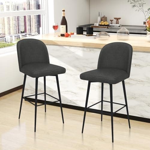 360° Swivel Counter Barstools with Thicken Cushion Back, Set of 2, Black