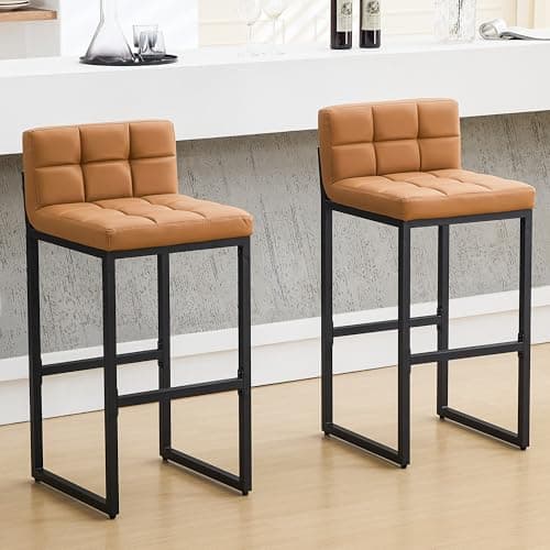 Caramel Brown Bar Stool Set, 30-inch Height, Comfortable Kitchen Chairs