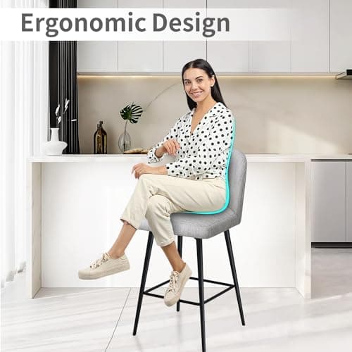 360° Swivel Barstools Set of 2 with Fabric Upholstery for Kitchen Island