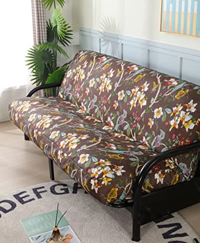 OctoRose Brown Linen 3-Sided Zipper Futon Couch Cover (Full Size)