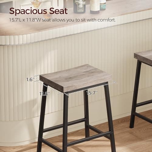 Industrial Style Bar Stools Set of 2, Counter Height, Greige BAHG0801