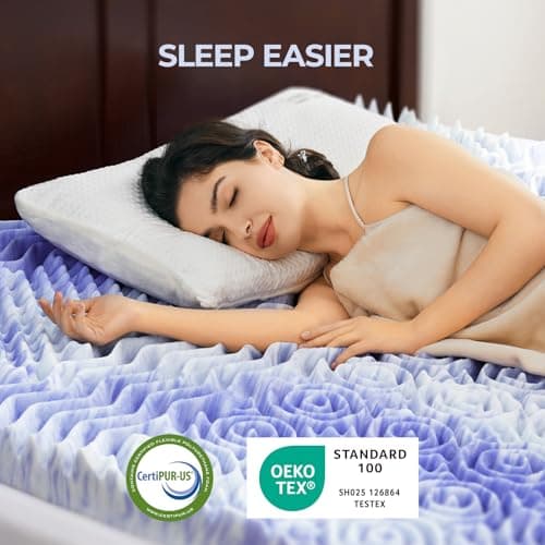 Dreamsmith Cooling Gel Memory Foam Twin Mattress Topper, 2" 7-Zone Pressure Relief