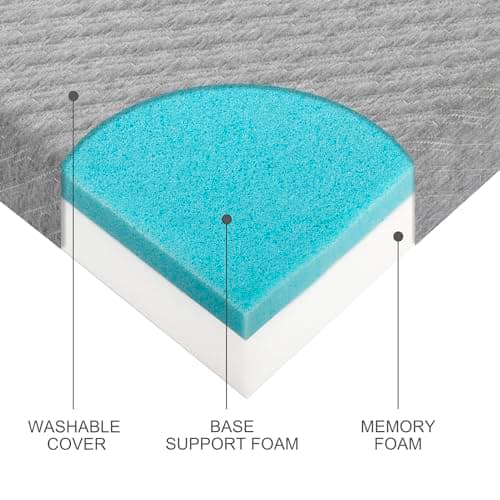 CertiPUR-US Certified Twin Trifold Mattress Mat, 3" Cooling Gel Memory Foam