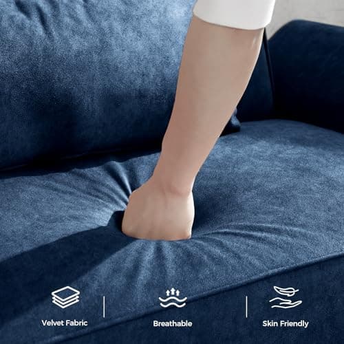 89" Velvet Fabric Comfy Futon Couch Bed with Adjustable Backrest & Armrests for Living Room Sleepers