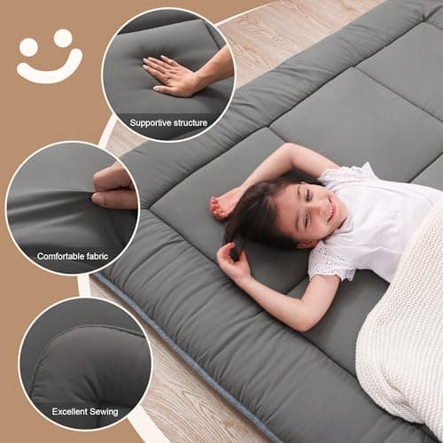 Japanese Folding Mattress for Kids & Adults, Queen Size 60"x80", Grey Memory Foam Tatami Mattress