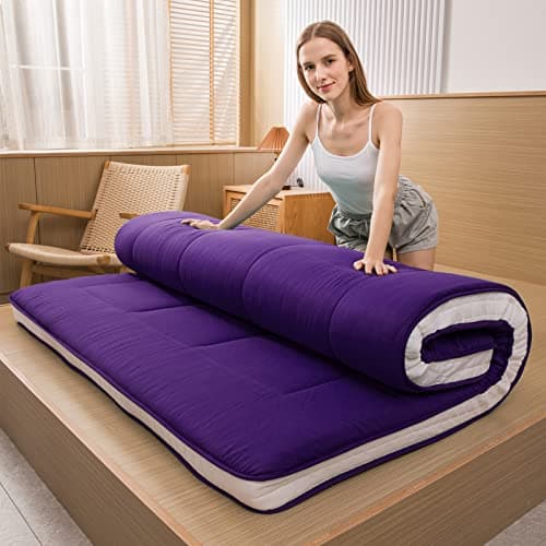 MAXYOYO Japanese Quilted Futon Mattress, Extra Thick & Breathable Guest Bed for Camping & Couch Lounger, Green, Twin