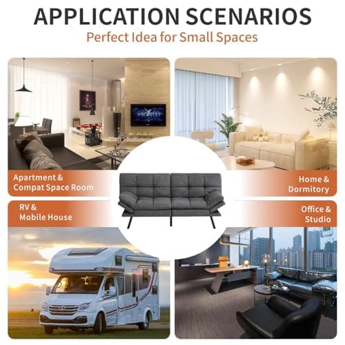 Memory Foam Futon Sofa Bed for Small Spaces