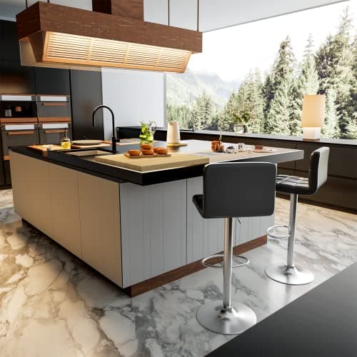 Homall Modern PU Leather Kitchen Bar Stools, Black (Set of 2)