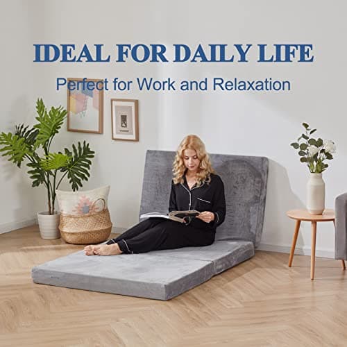 SINWEEK Tri-Fold Mattress Foam Topper with Removable Cover