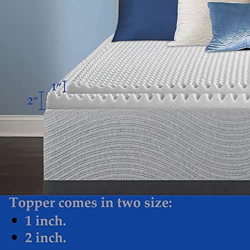 Zayton 2-Inch Egg Shell Foam Mattress Topper for Back Pain Relief, King Size, White