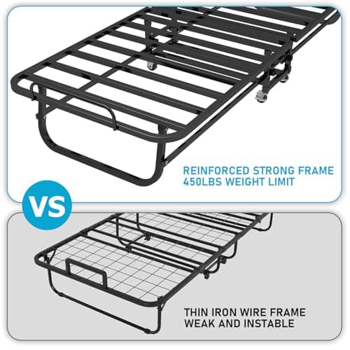 SADENICEL Portable Foldable Bed with Memory Foam Mattress on Wheels