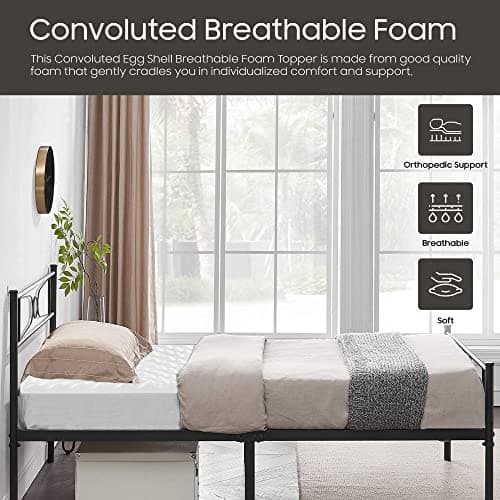 Treaton 1-inch Soft Foam Toppers, Convoluted Egg Shell Design | Back Support, Pain Relief, Improved Posture, Twin, White