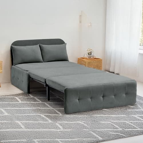 3-in-1 Dark Gray Convertible Sofa Bed, Pull-Out Twin Sleeper Couch for Living/Bedroom