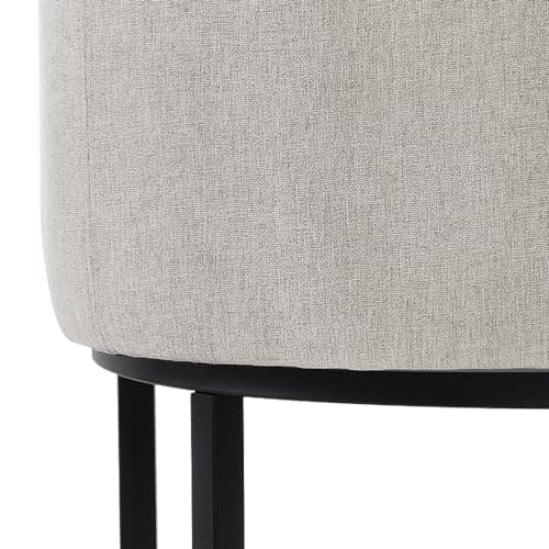 LUE BONA Black Metal Counter Stools with Backrest, Set of 2, Linen Upholstery, Beige Accent