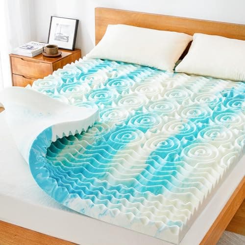 Marsail 2-inch Gel Memory Foam Mattress Topper, 5-Zone Support, Ventilated Design, CertiPUR-US Certified