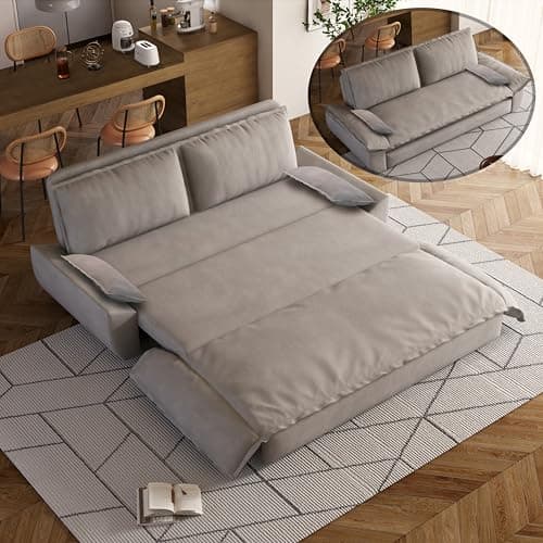 Oversized 3-in-1 Queen Size Velvet Sleeper Sofa Bed Lounge