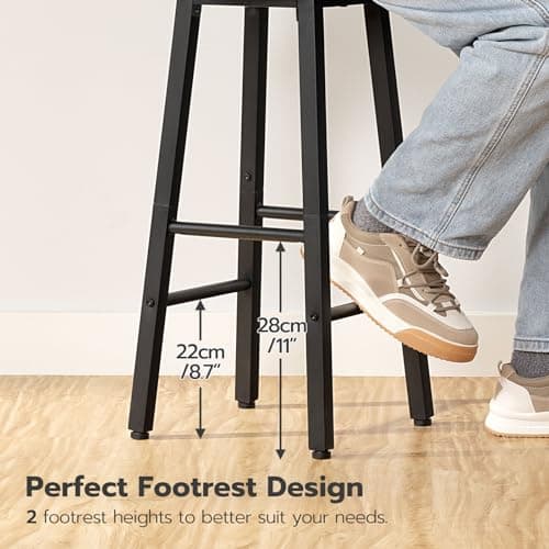 HOOBRO Industrial Rustic Brown & Black Bar Stool Set of 2, Counter Height