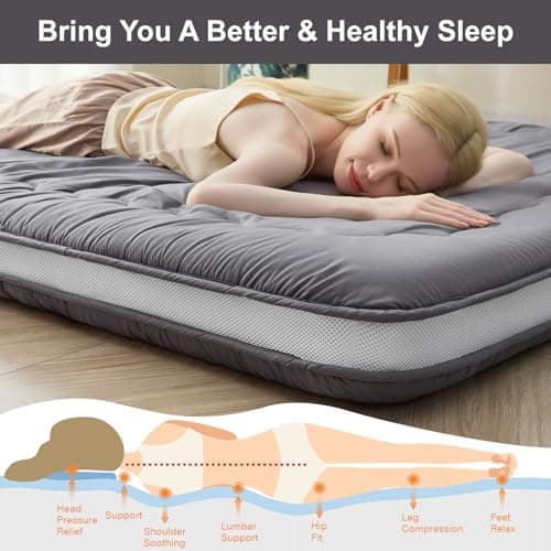 4" Foldable Japanese Shiki Futon Mattress, Grey, 39 x 80 for Camping