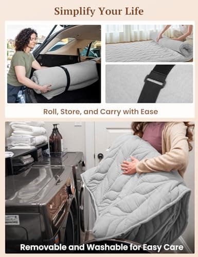 ZonLi Japanese Thicken Roll Up Tatami Mattress, Full Size, Grey, Portable & Foldable