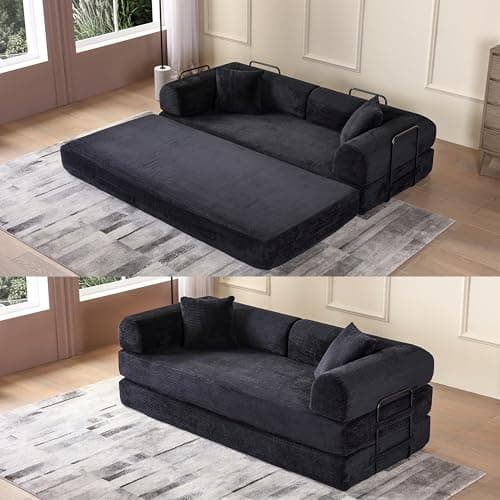 Oversized 3-in-1 Queen Size Velvet Sleeper Sofa Bed Lounge