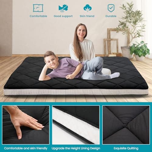 Black Full Size SUNYRISY Japanese Foldable Futon Mattress