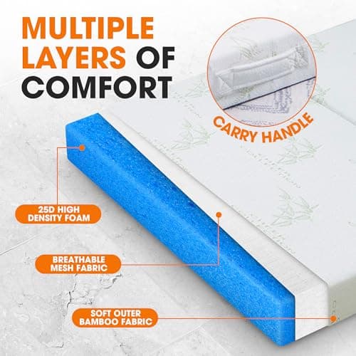Cheer Collection Tri-Fold Mattress - Portable 4" Thin Foam for Sleepovers, Camping & Guests