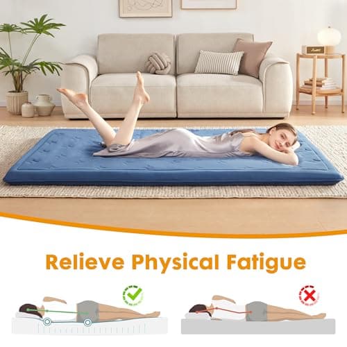 Japanese Foldable Futon Mattress, 4" Memory Foam, Twin, Portable Camp Mat