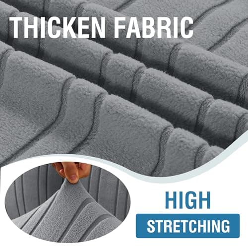 H.VERSAILTEX Stretch Futon Armless Sofa Cover, Grey Stripe Elastic Bottom