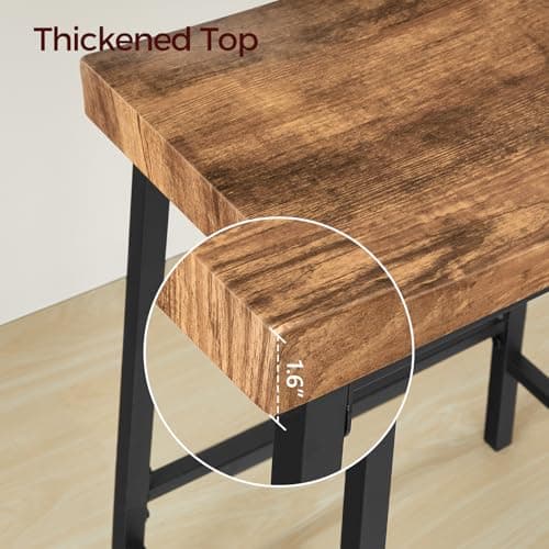 Industrial Style 23.7" Saddle Bar Stool Set, Rustic Brown and Black BAHR0801N1