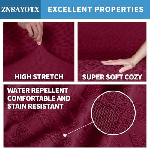 ZNSAYOTX Wine Red Stretch Futon Cover for Full Size Armless Sofa Bed (67"-82")