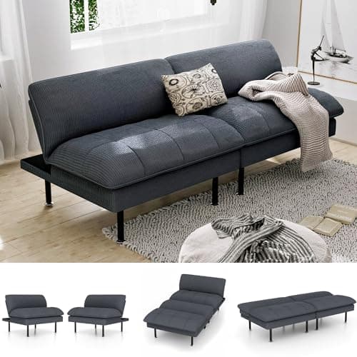 70" Multi-Function Futon Couch, Recliner with Adjustable Backrest, Grey