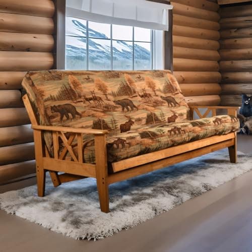 UpNorth Premium Futon Cover for 6-8 inch Mattress (Black Bear)