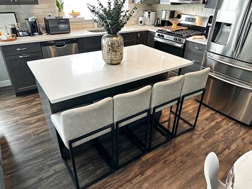PHI VILLA Counter Height Bar Stool Set of 4, PU Leather Back Chairs