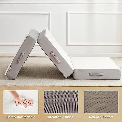6 Inch Memory Foam Tri-fold Mattress for Camping and Travel, Twin