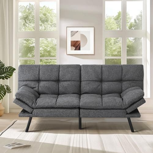 Adjust Backrest Futon Sofa Bed with Memory Foam - 71 for Studios, Apartments, Dormitories, Offices, and Game Rooms.