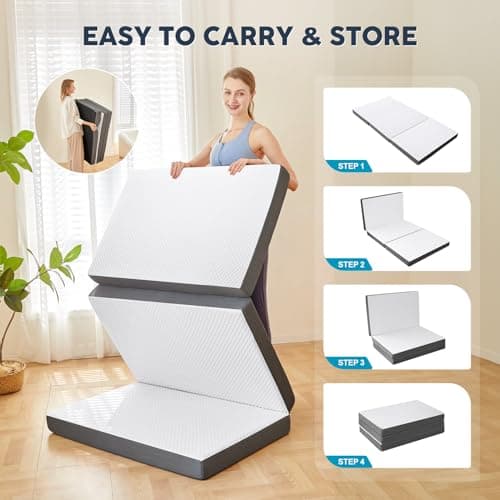 MASVIS 4-inch Tri-Fold Memory Foam Mattress Topper for Camping and Travel