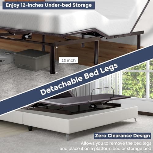 IULULU Queen Adjustable Bed Frame with Wireless Remote